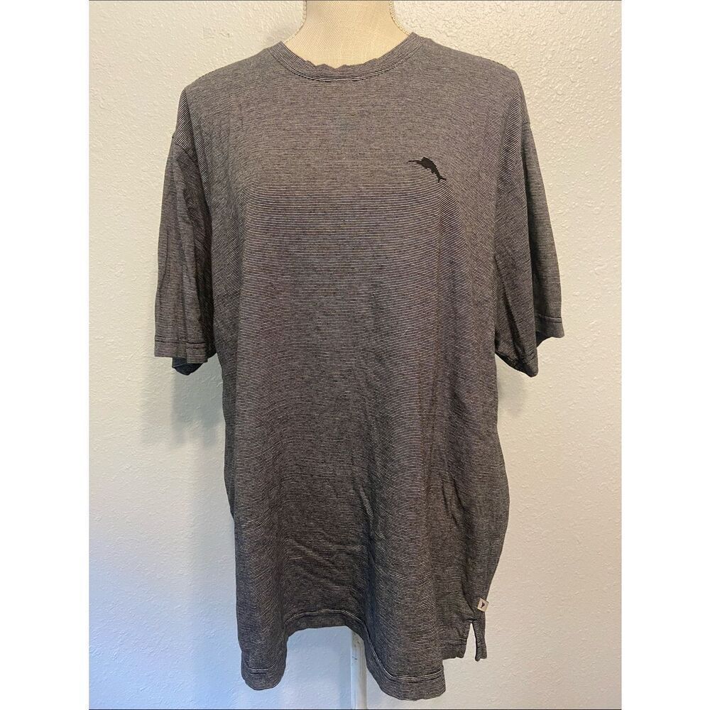 Tommy Bahama Black & White Thin Striped Lightweight Short Sleeve Tee Size Large